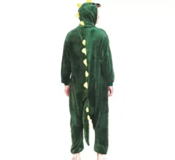 Costume pigiama da dinosauro verde e giallo per uomo