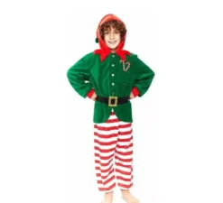 Costume pigiama da elfo a righe verdi per bambino