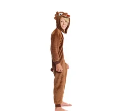 Costume pigiama da lupo marrone con cappuccio per bambino