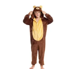 Costume pigiama da orso bruno con cappuccio per bambino