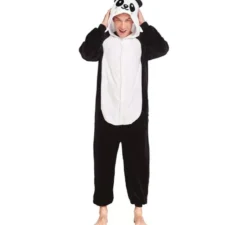Costume pigiama da orso panda bianco e nero per uomo