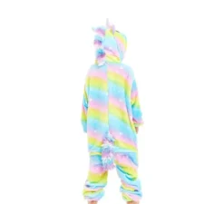 Costume pigiama da unicorno arcobaleno con cappuccio per bambina