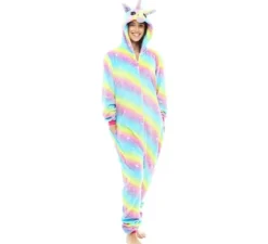 Costume pigiama da unicorno arcobaleno per donna