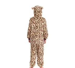 Costume pigiama leopardato marrone con cappuccio per ragazzo