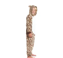 Costume pigiama leopardato marrone con cappuccio per ragazzo