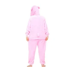 Costume pigiama rosa da maialino con cappuccio per bambina