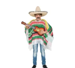 Costume poncho a strisce messicano per bambini