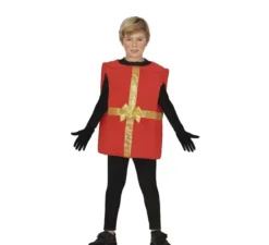 Costume regalo rosso con nastro dorato per bambini