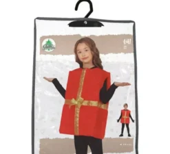 Costume regalo rosso con nastro dorato per bambini