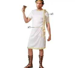 Costume romano bianco con dettagli oro per uomo