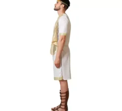 Costume romano bianco con dettagli oro per uomo
