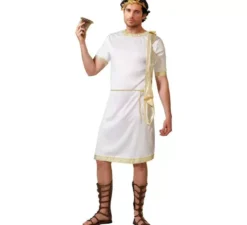 Costume romano bianco con dettagli oro per uomo