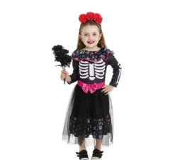 Costume rosa da Catrina con cintura per neonata e bambina