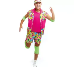 Costume rosa da pattinatore a rotelle anni '70 per uomo
