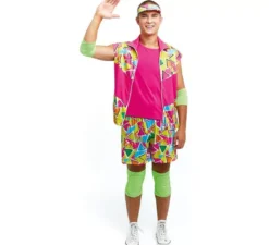 Costume rosa da pattinatore a rotelle anni '70 per uomo
