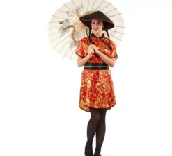 Costume rosso cina con stampa donna