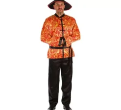Costume rosso cinese con stampa per uomo