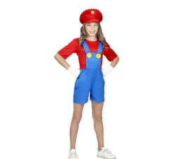 Costume rosso da Super Idraulico per bambina e adolescente