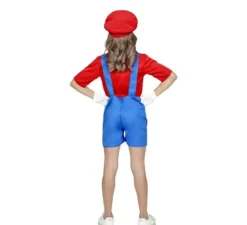 Costume rosso da Super Idraulico per bambina e adolescente