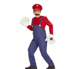 Costume rosso da Super Idraulico per bambini e ragazzi