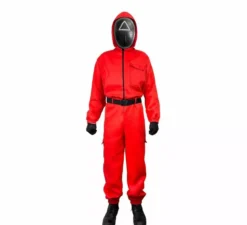 Costume rosso da vigilante complice Squid game per bambini