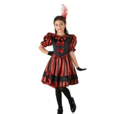 Costume rosso e nero da ballerina di Can Can per bambina