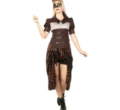 Costume steampunk a strisce per una donna