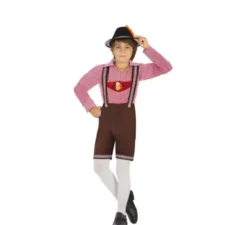 Costume tedesco in velluto rosa e marrone per bambino