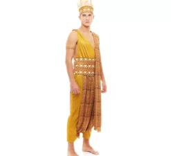 Costume tribale africano giallo e marrone per uomo