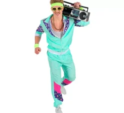 Costume tuta anni '80 azzurro per adulto