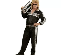 Costume tuta anni '80 nero e argento per uomo