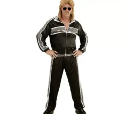 Costume tuta anni '80 nero e argento per uomo