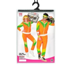 Costume tuta arancione e verde anni '80 per adulto