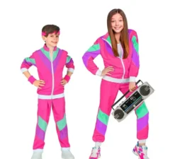 Costume tuta fucsia anni '80 per bambini e ragazzi