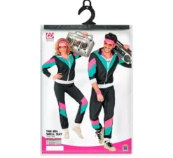 Costume tuta nera e rosa anni '80 per adulto