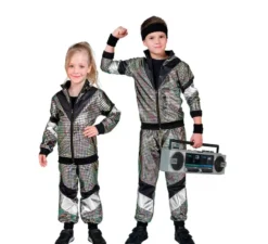 Costume tuta riflettente anni '80 per bambini e ragazzi