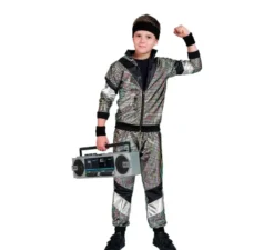 Costume tuta riflettente anni '80 per bambini e ragazzi