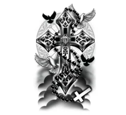 Croce e tatuaggio di colombe