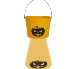 Cubo Zucca con Luce su Base Arancione 15x20 cm
