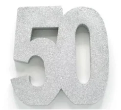 Decorazione Tavola Numero 50 Colore Argento