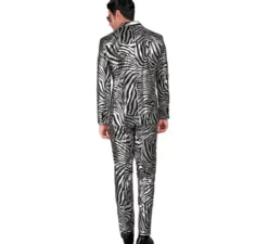 Divertente abito da festa per uomo con stampa animalier color argento