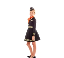Elegante costume da assistente di volo con cappello per bambina