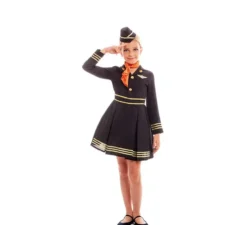 Elegante costume da assistente di volo con cappello per bambina