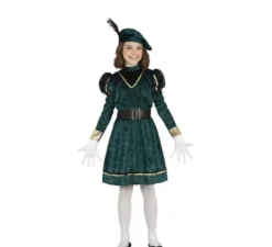 Elegante Costume da Pagina Verde per bambina