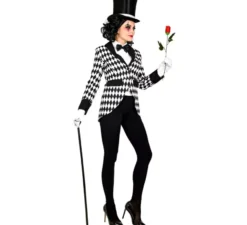 Elegante costume o giacca scozzese da arlecchino per donna
