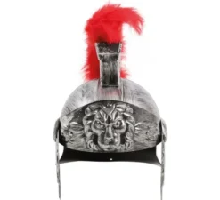 Elmo romano d'argento con piume