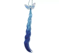 Extension per capelli blu con farfalla, 35 cm