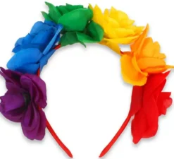 Fascia per capelli con fiori di rosa arcobaleno