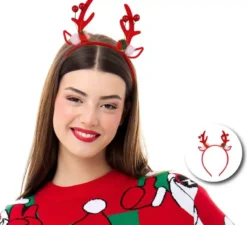 Fascia per capelli rossa con corna di renna pregiata