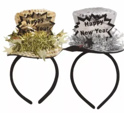 Fascia per cappello a cilindro 'Happy New Year' Argento e oro assortiti